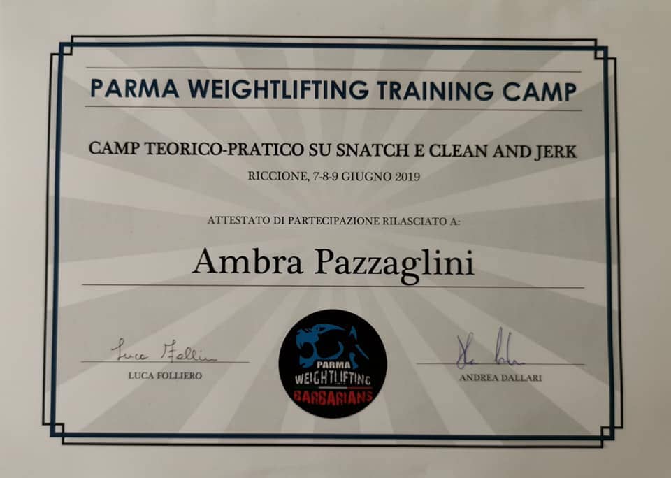 Ambra Pazzaglini Parma Weightlifting Training Camp
